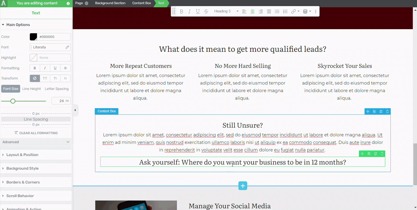8-align content box