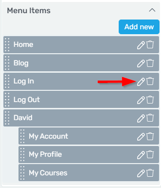 Dynamic Menu Items - menu item - editing menu item link