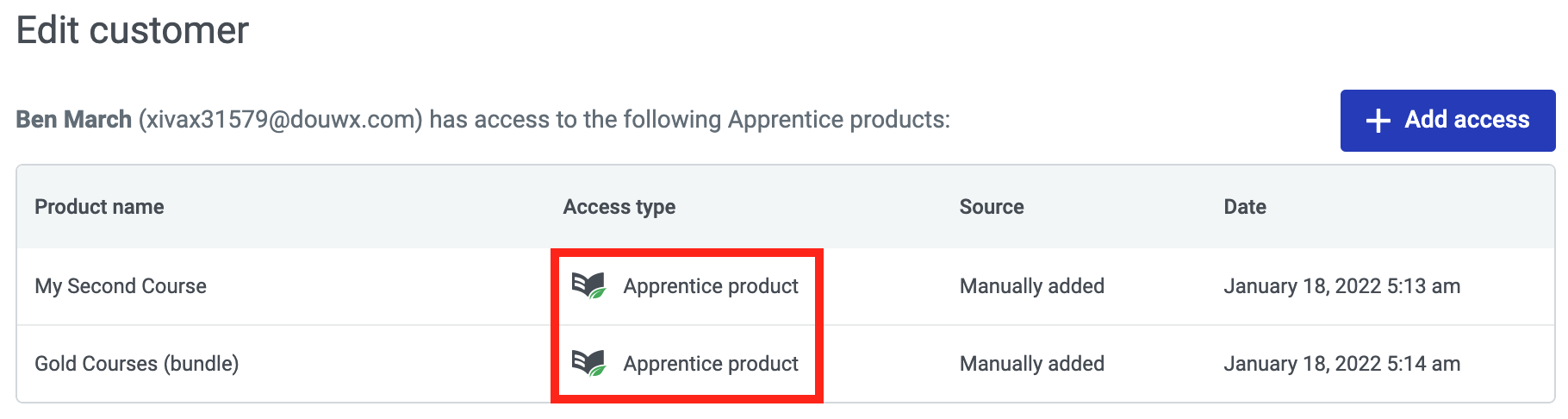Customer Access - After Update